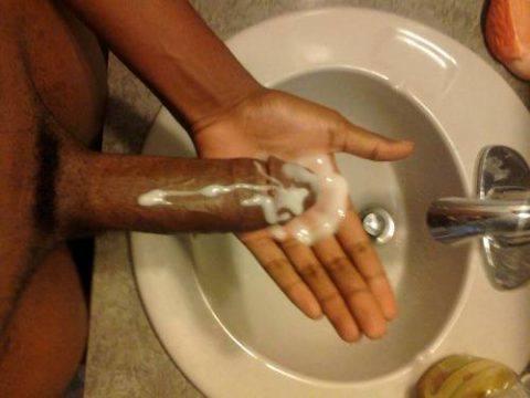 Black Guy Cums in His Hand