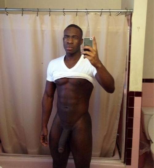 Guy With Abs and Jet Black Cock
