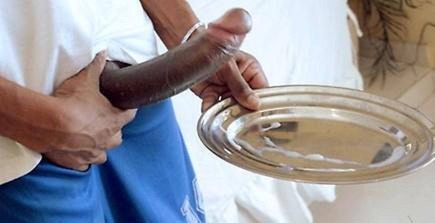 Black Monster Spits Cum on to Plate