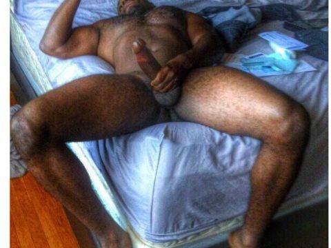 Playing With His Huge Black Cock