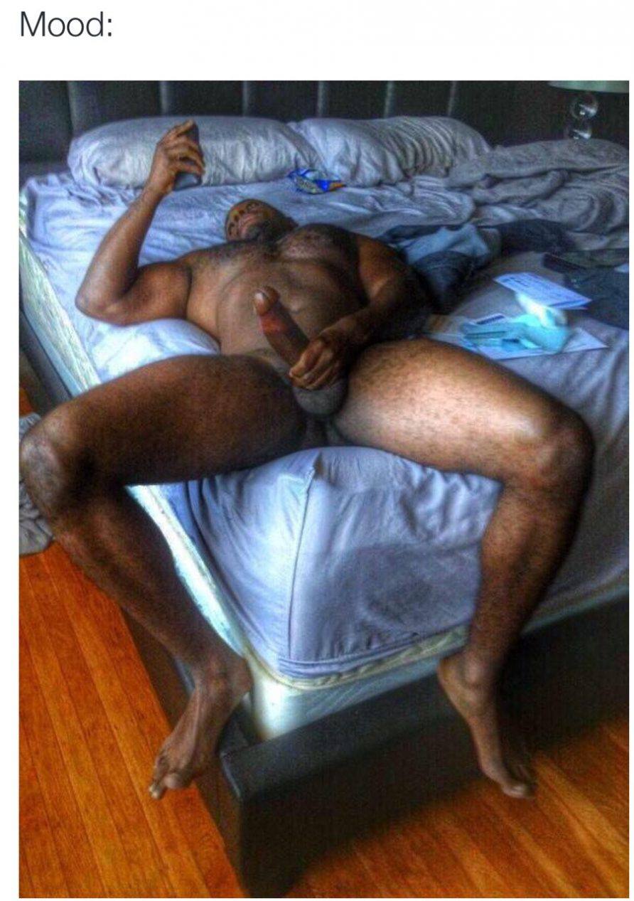 Playing With His Huge Black Cock