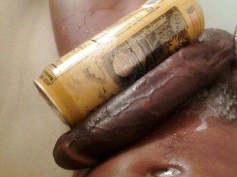 Bathing His Huge Black Cock